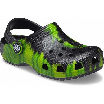 Crocs Classic Tie-Dye Graphic Boys' Clogs Black / Green | Australia 1339DFMN